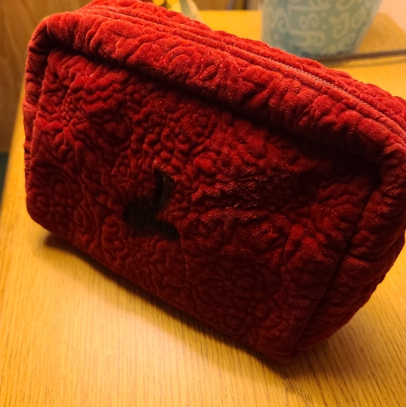 Pottery Barn Handbags - Pottery Barn Red Velvet Toiletry Bag | Cosmetic Makeup Bag
